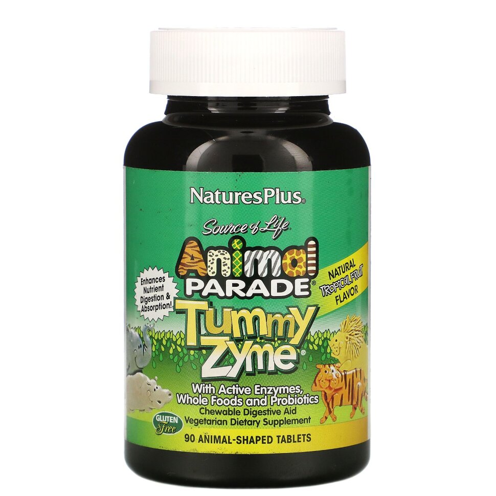 Пробиотики для детей Natures Plus Animal Parade Tummy Zyme 90 таб (Нэйчерс Плюс Энимал Тамми Займ)