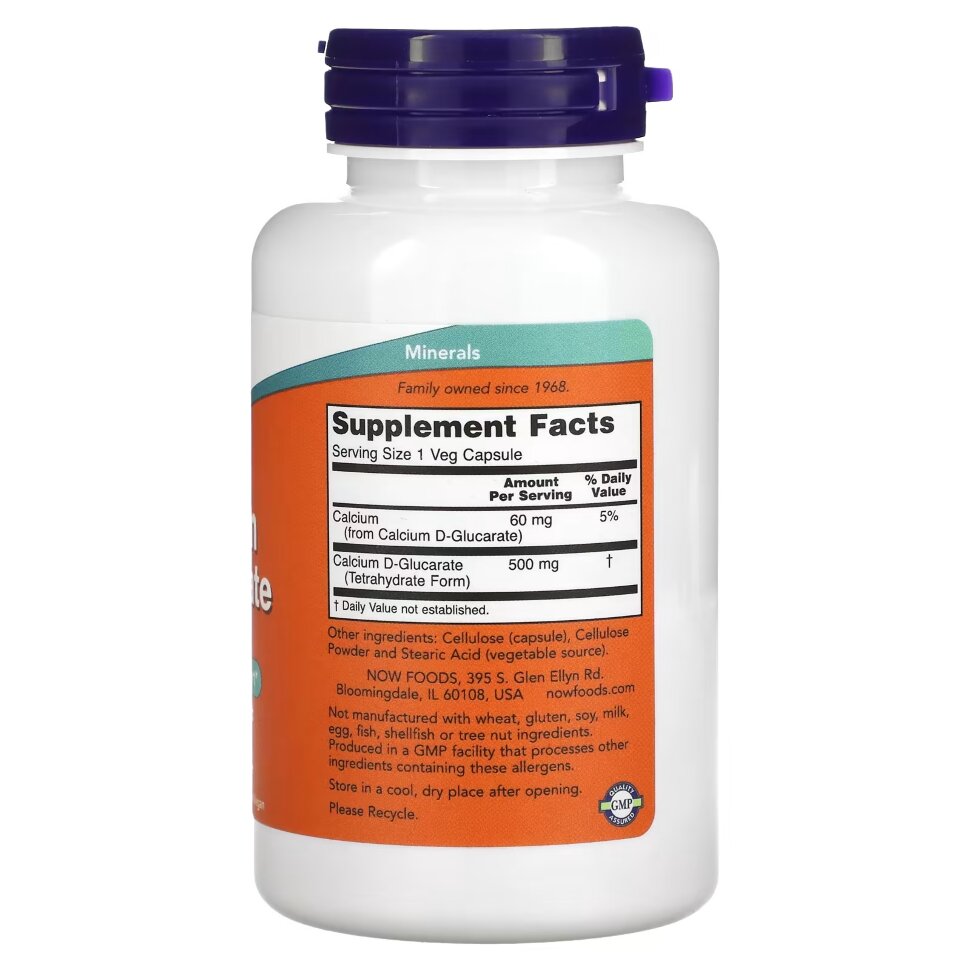 Кальций NOW Calcium D-Glucarate 90 вкапс (Нау Кальций Д-Глюкарат)