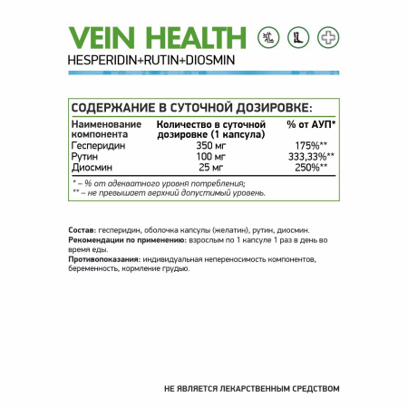 Комплекс для здоровья вен NaturalSupp Vein Health 60 капс (Вено+)