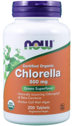 Хлорелла NOW Organic Chlorella 500 мг 200 таб (Нау Органик Хлорелла 500 мг)