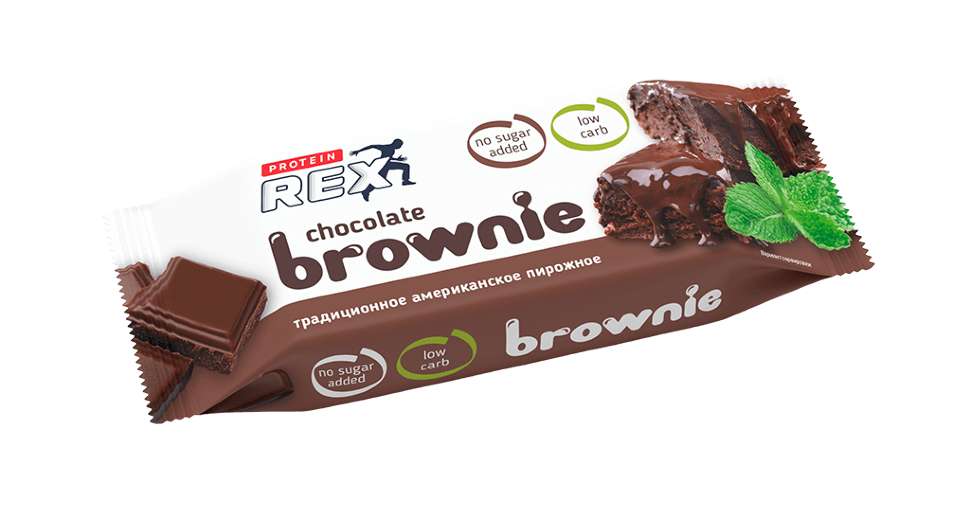 Пирожное REX Protein brownie chocolate 50 гр (Рекс Протеин Брауни шоколад 50 гр) (Классичесий)