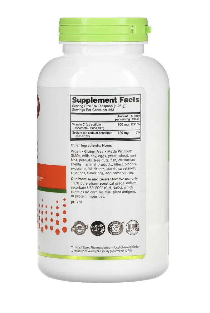 Витамин С NutriBiotic Sodium Ascorbate 454 гр (Нутрибиотик Аскорбат Натрия)