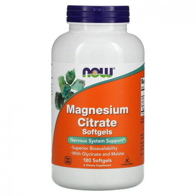 Магний NOW Magnesium Citrate 400 мг 180 софтгелс (Нау Магний Цитрат 400 мг 180 софтгелс)