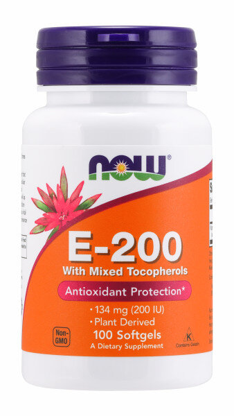Витамин Е NOW E-200 Мix Tocopherol 100 капс (Нау Е-200 Микс токоферолов 100 капс)
