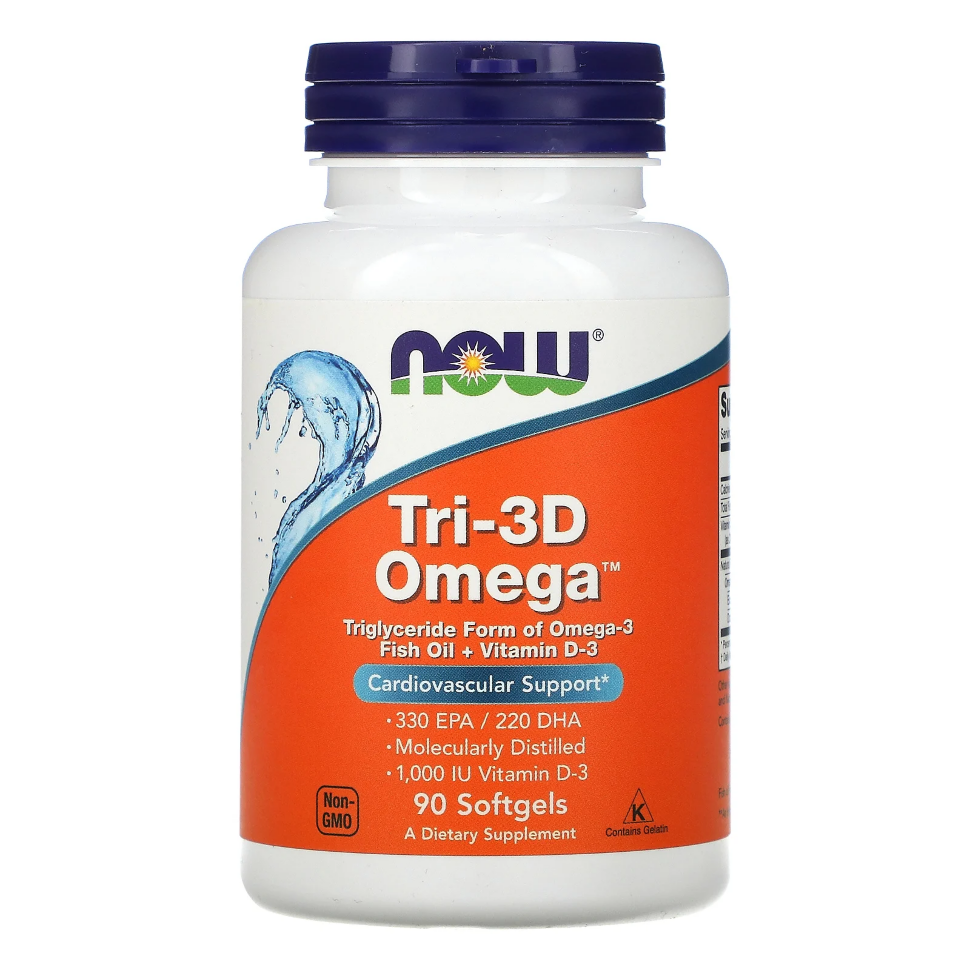 NOW Tri-3D Omega ЭПК 330 мг/ДГК 220 мг 90 софтгелс (Нау Три-3Д Омега)