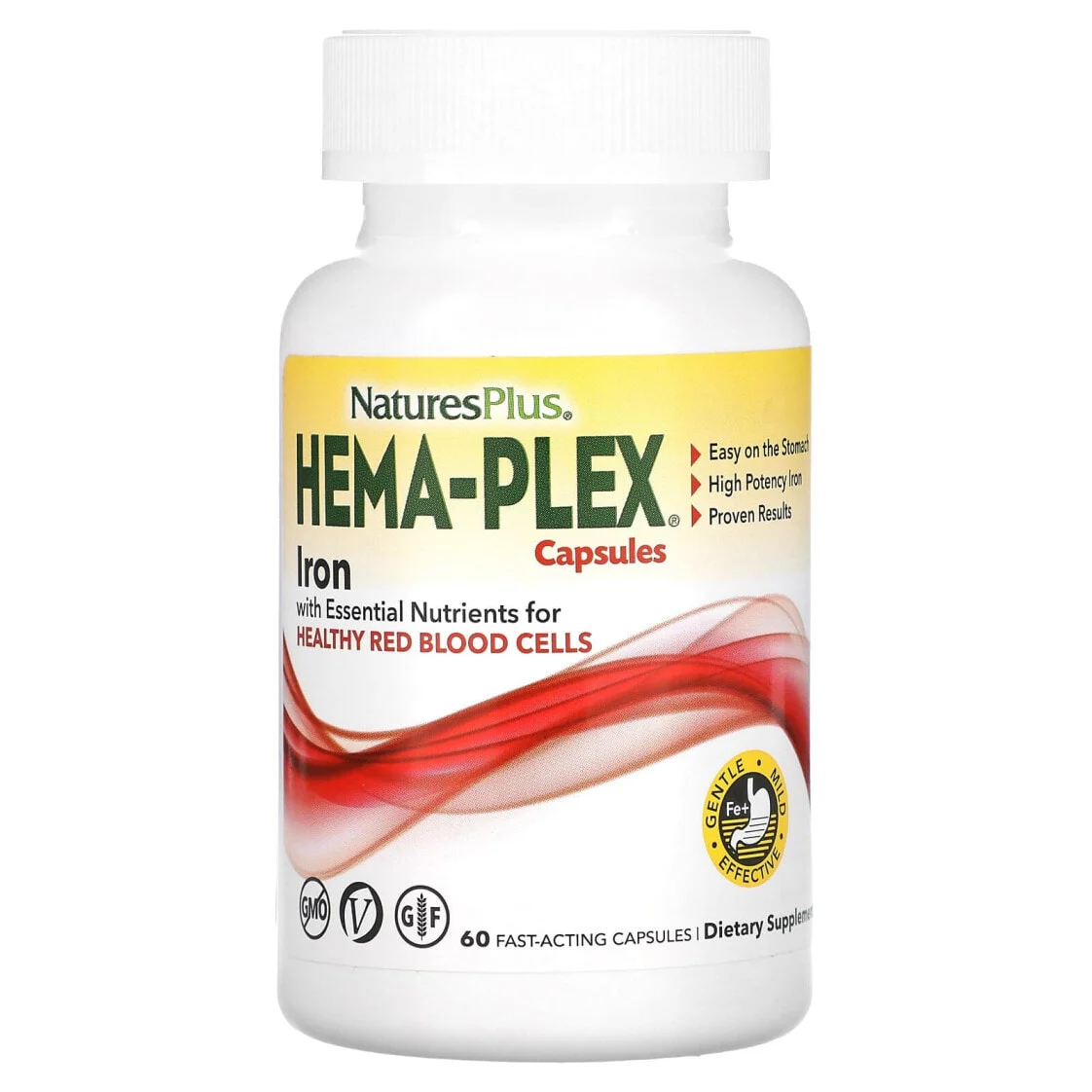 Железо Natures Plus Hema-Plex Fast-Acting 60 капс (Хема-Плекс Быстрого высвобождения)