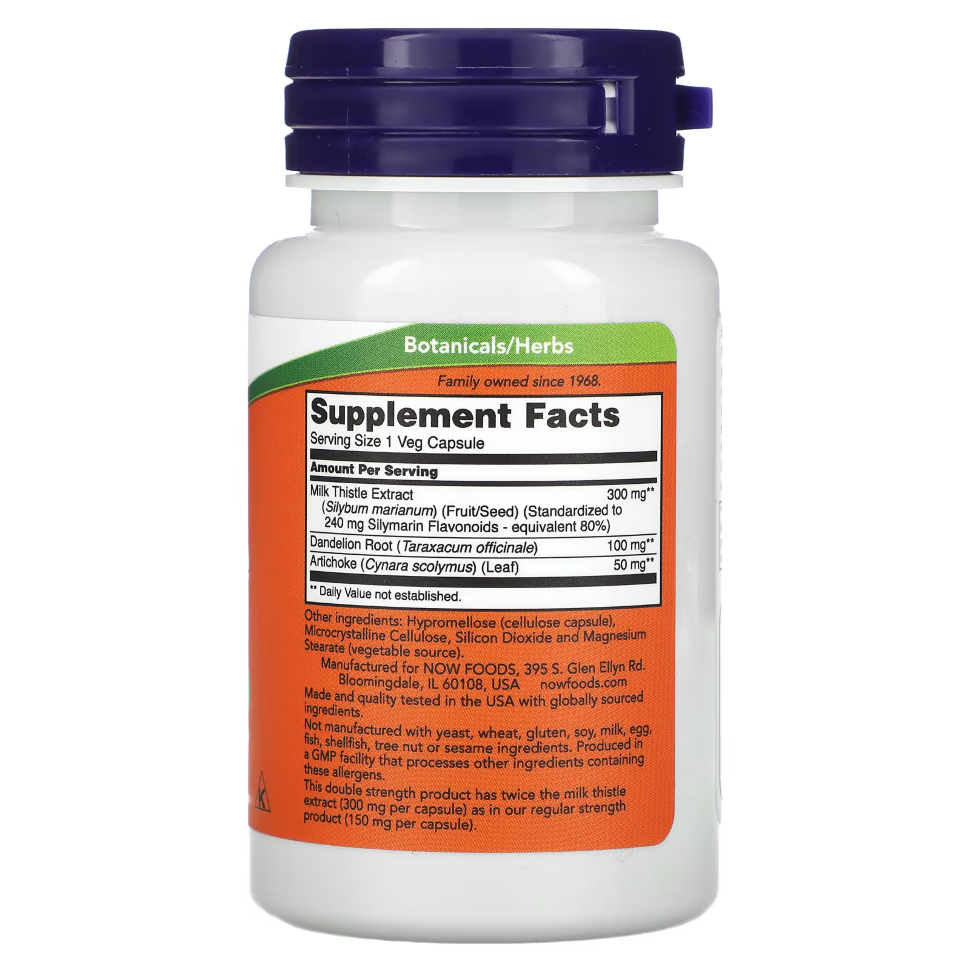 Поддержка печени NOW Silymarin Milk Thistle 300 мг 50 вкапс (Нау Силимарин из расторопши 300 мг)