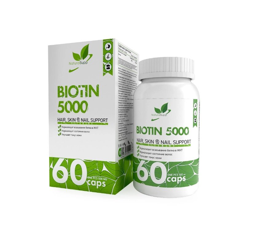 Витамин B7 (Биотин) NaturalSupp Biotin 5000 мкг 60 капс (НатуралСапп Биотин 5000 мкг)