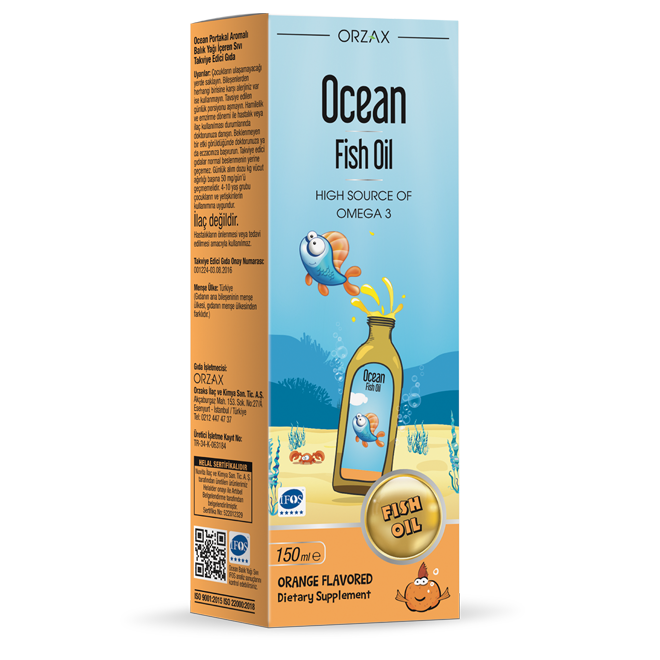 Омега 3 для детей ORZAX Fish Oil 150 мл (Орзакс Рыбий жир 150 мл) (Апельсин)