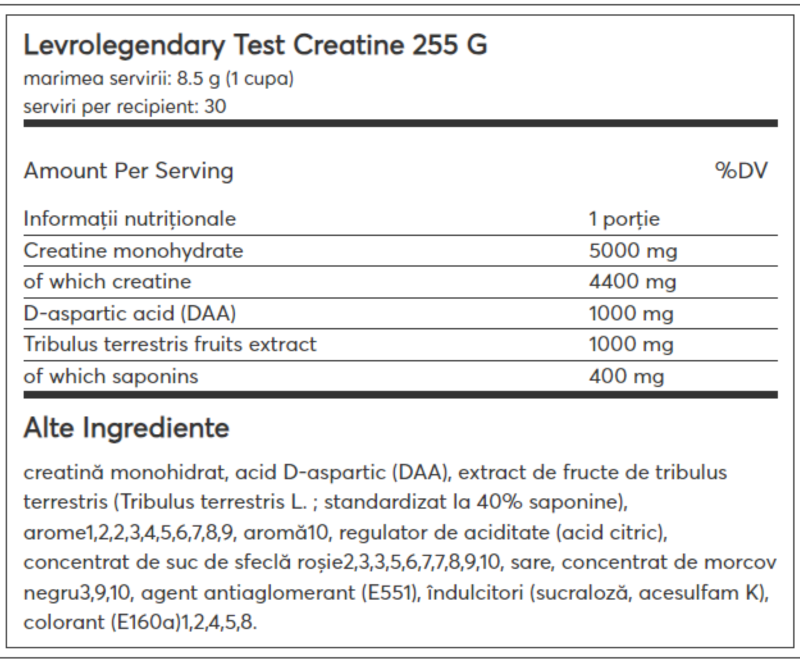 Креатин в порошке Kevin Levrone Test Creatine 255 гр (Кевин Леврон Тест Креатин 255 гр)
