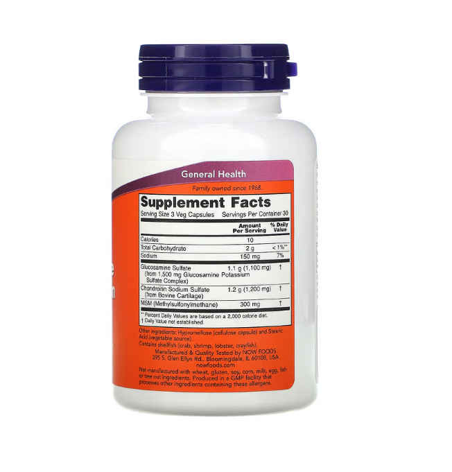 NOW Glucosamine & Chondroitin with MSM  90 капс (Нау Глюкозамин Хондроитин МСМ 90 капс)