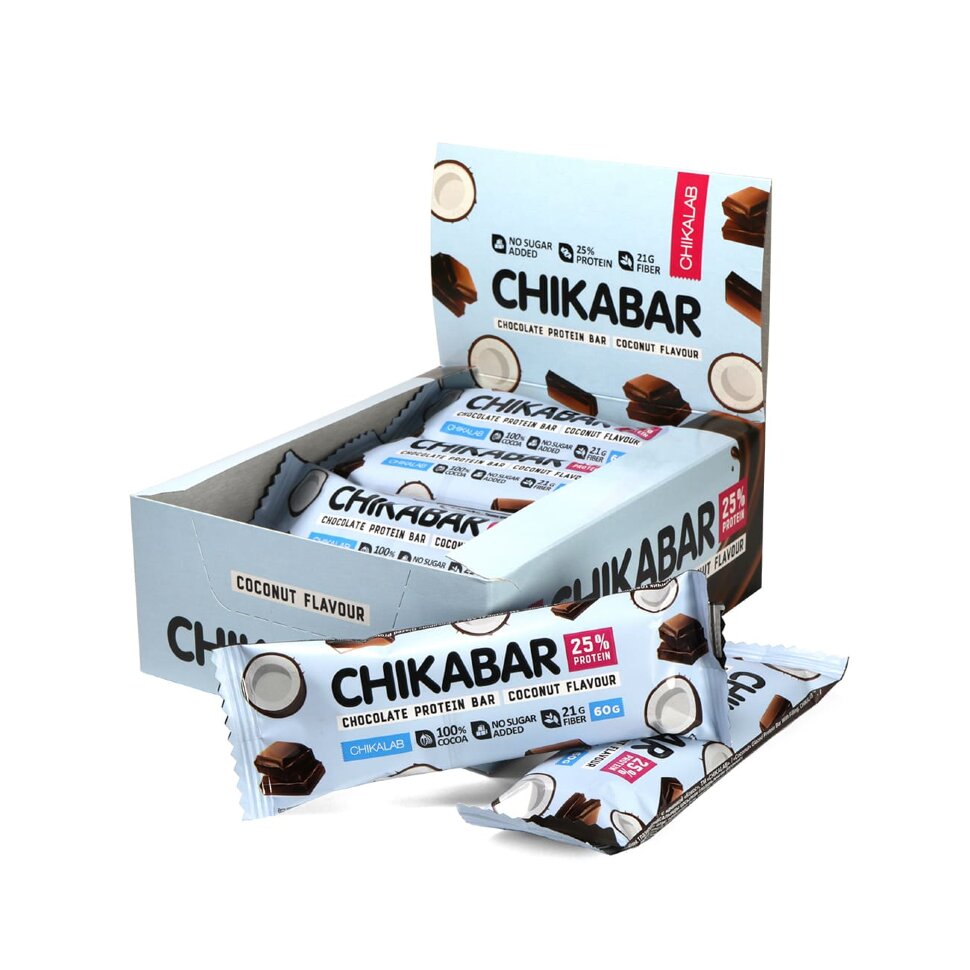 Батончики Chikalab Chikabar 60 гр (Чикалаб Чикабар 60 гр) (Кокос)