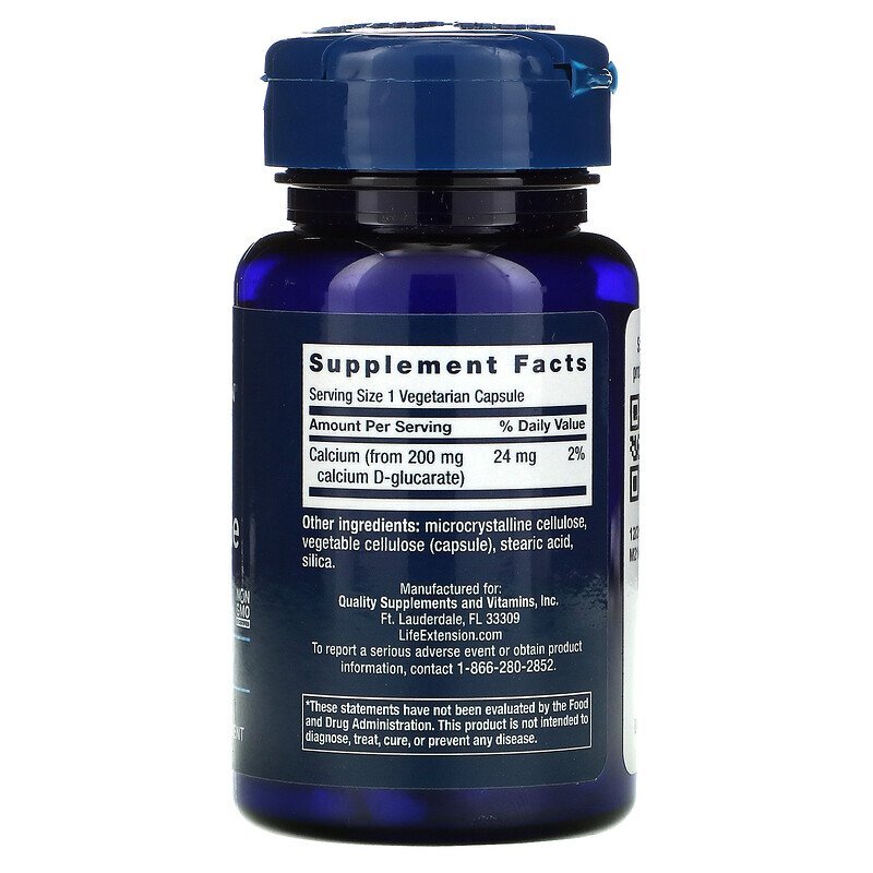 Кальций Life Extension Calcium D-Glucarate 60 вкапс (Лайф Экстеншин Кальций Д-Глюкарат)