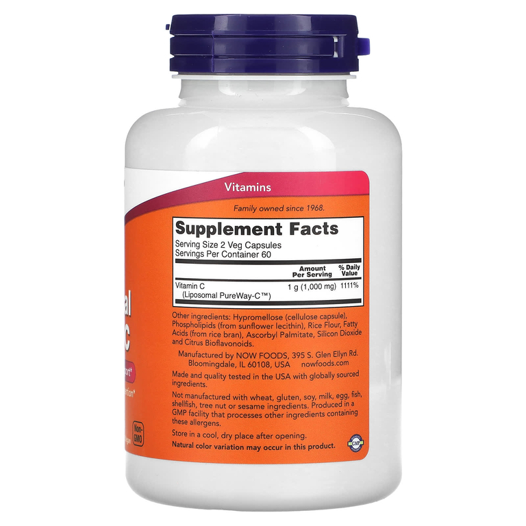 Витамин С NOW Liposamal Vitamin C 500 мг 120 вкапс (Нау Липосамальный Витамин С 500 120 вкапс)