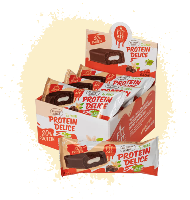 Fit Kit Protein Delice 60 гр (Батончик глазированный с начинкой 60 гр) (Шоколад-ваниль)