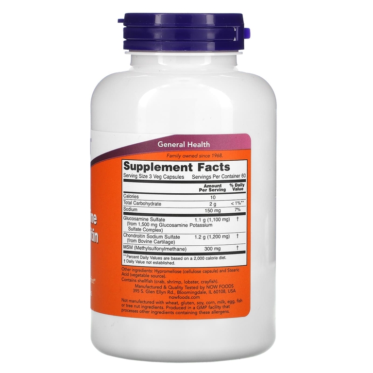 NOW Glucosamine & Chondroitin with MSM  180 капс (Нау Глюкозамин Хондроитин МСМ 180 капс)