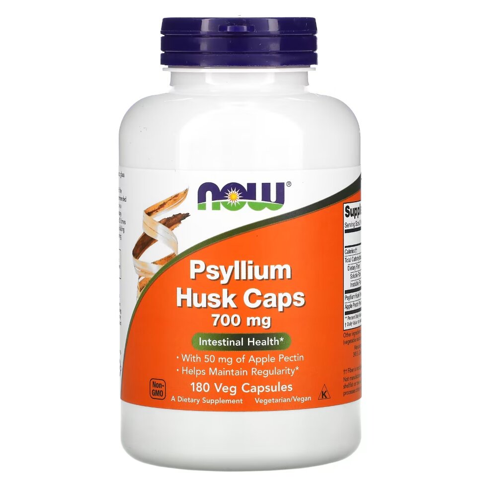Клетчатка NOW Psyllium Husk Caps 700 мг 180 вкапс (Нау шелуха подорожника 700 мг 180 капс)
